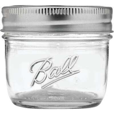 Ball 4 Oz. Regular Mouth Smooth-Sided Silver Lid Canning Jar (12-Count)